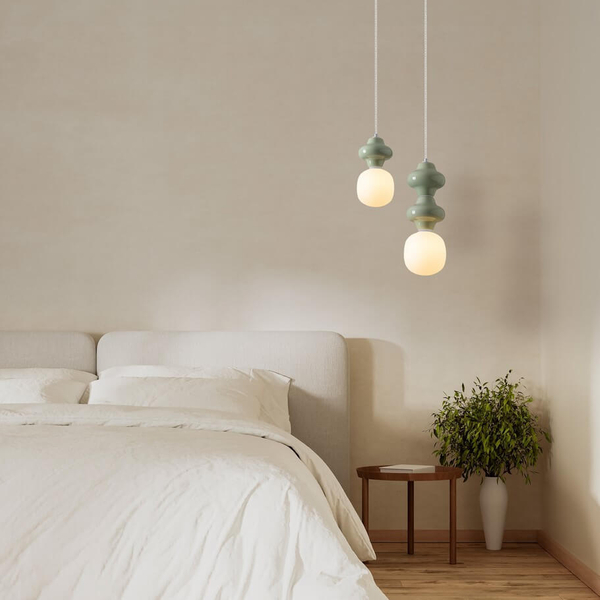Ceramiczna lampa wisząca VILROSA LE44562 do kuchni zielona biała