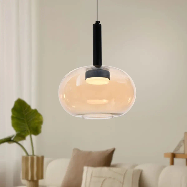 Szklana wisząca lampa BUENO złota czarna 31-50465 1xGx53 owalna nad stół