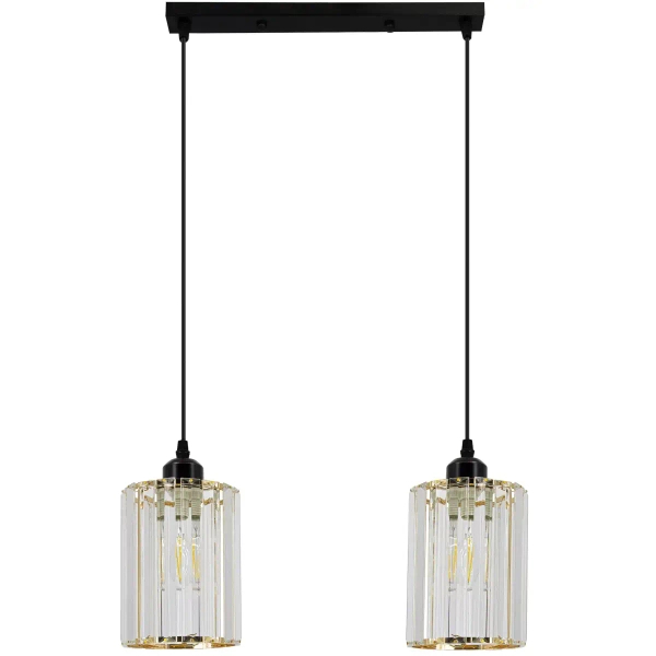 Szklana lampa wisząca 6782/2 BL TR do jadalni czarna
