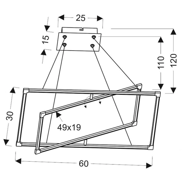 LAMPA wisząca KSEROS A0033-320 Candellux geometryczna OPRAWA metalowa LED 35W 4000K ramki frames srebrne