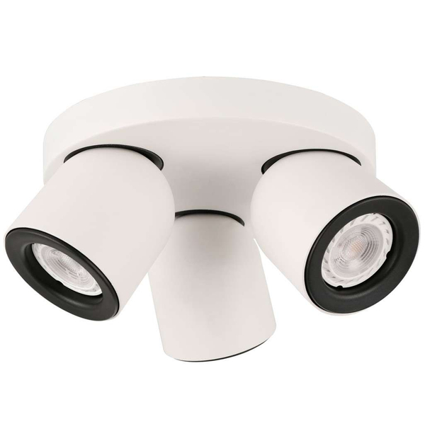 Sufitowa LAMPA plafon NUORA SPL-2855-3C-WH Italux okrągła OPRAWA metalowa regulowane reflektorki białe czarne
