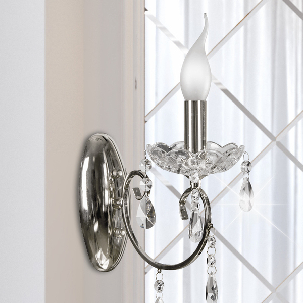 Ścienna lampa AURORA 21-96121 pałacowa z kryształkami glamour chrom