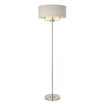 Lampa podłogowa Highclere 94359 Endon vintage z abażurem beż chrom