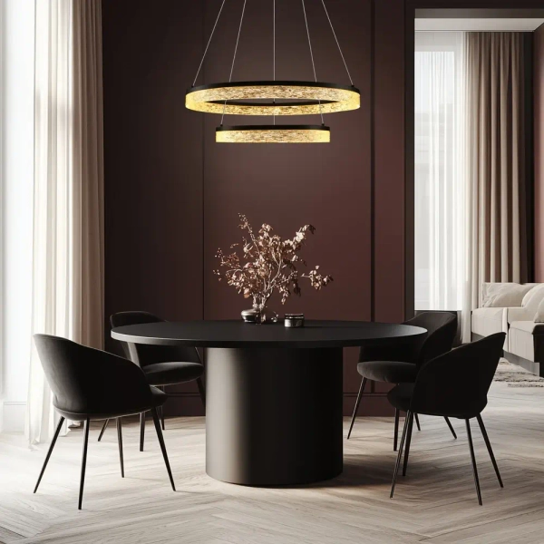 Lampa wisząca glamour Frozi 32-35561 LED 38W 3000K pierścienie czarna