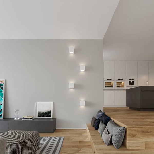 Kinkiet LAMPA ścienna SL.0005 ceramiczna OPRAWA kostka cube przyścienna biała
