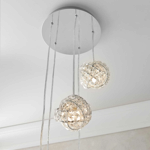 Kaskadowa lampa wisząca Talia 77566 Endon kryształ transparentna chrom