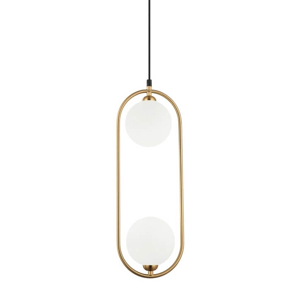 Sypialniana lampa wisząca Lupus owalna nad łóżko mosiądz