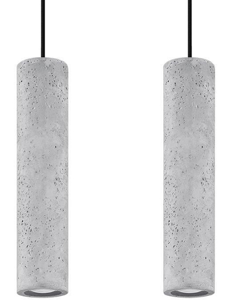 Betonowa LAMPA wisząca SL.0654 tuba OPRAWA ZWIS okrągły na listwie szare czarne