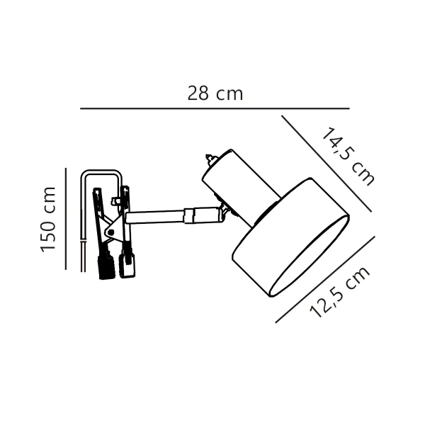 Regulowana lampa na klips Matis 2512222001 do sypialni biały