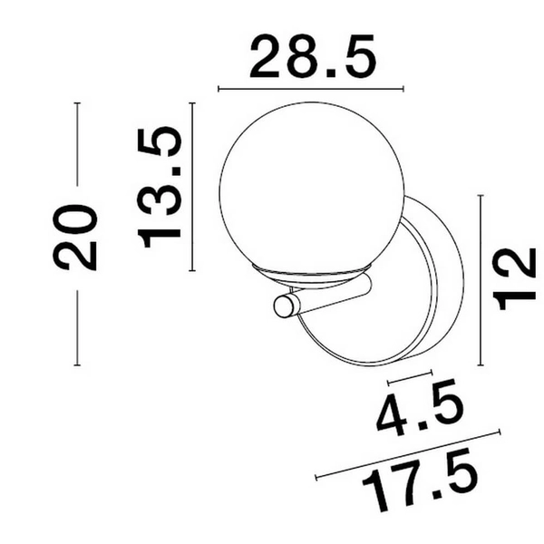 Kinkiet ścienny kula Abala LE43310 LED 8W 3000K szklana biała czarna