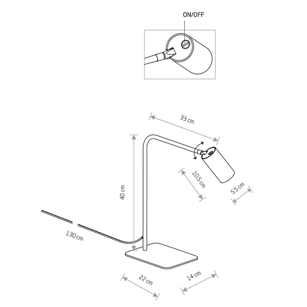 Gabinetowa lampa stojąca Mono 7706 czarna tuba ruchoma na stolik