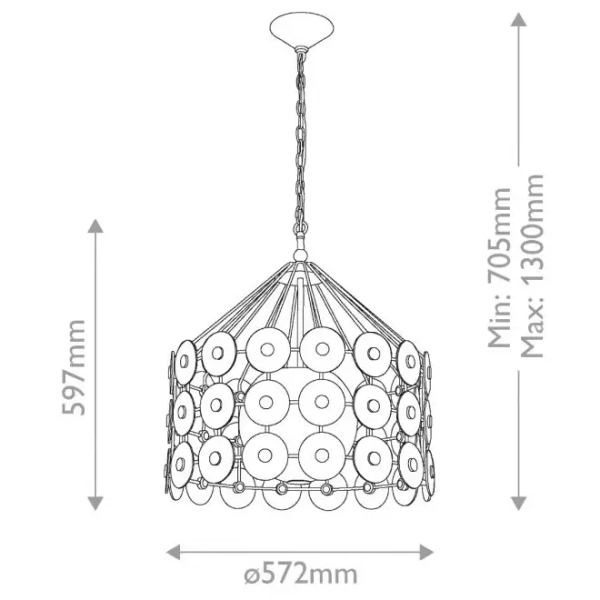 Łańcuchowa lampa wisząca Meridian QN-MERIDIAN-3P-DG krążki przydymione złote