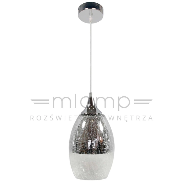 Szklana lampa wisząca CELIA 31-51561 zwis kropla łezka chrom