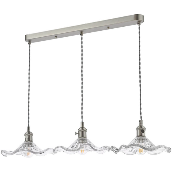 Wisząca lampa szklana Hadano HAD3661-12 falista chrom przezroczysty