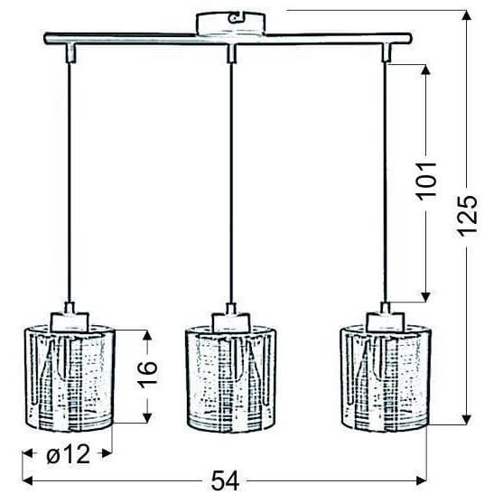Potrójna lampa wisząca Cox 33-53886 tuba chrom czarna