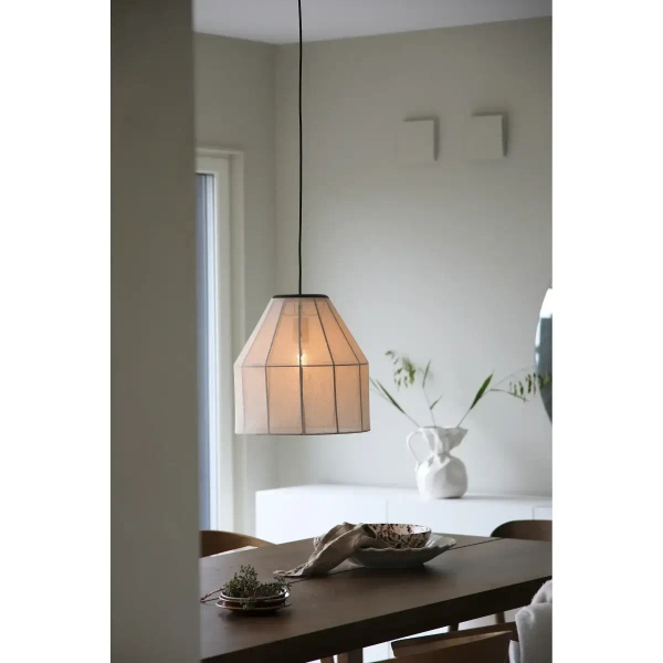 Japandi zwisająca lampa Aiko 108956 lniana beżowy czarny