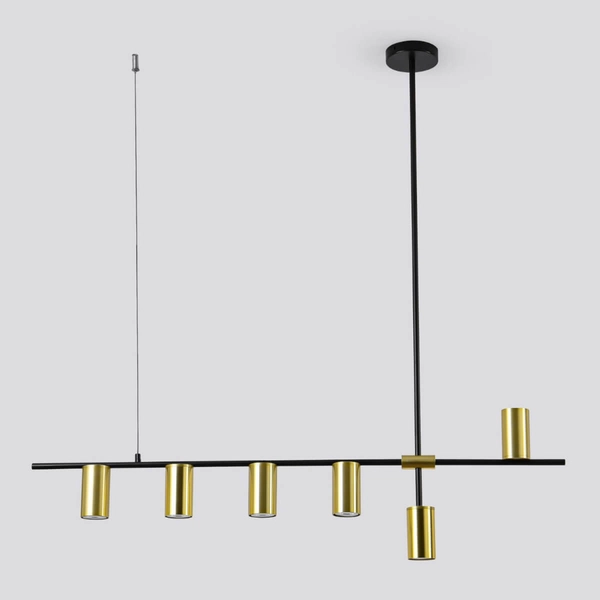 Lampa wisząca ARIZONA LP-074/6PL BK/GD Light Prestige loftowa oprawa metalowy zwis tuby czarne złote
