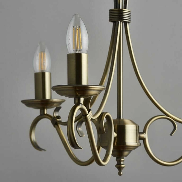 Świecznikowa lampa wisząca Bernice 2030-3AN do pokoju Endon mosiądz