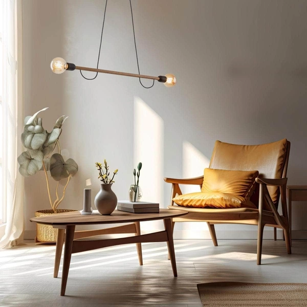 Podwójna lampa wisząca loft Helix 4948 TK Lighting drewniana czarna