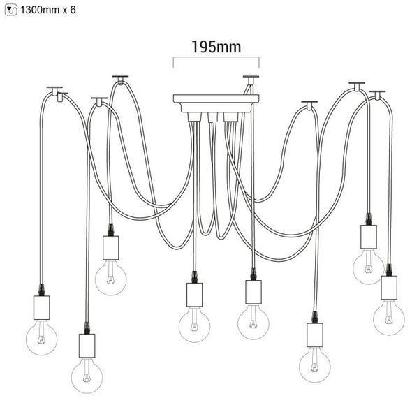 Minimalistyczna lampa wisząca Spider ABR-SPIDER-6XE27 Abruzzo czarna