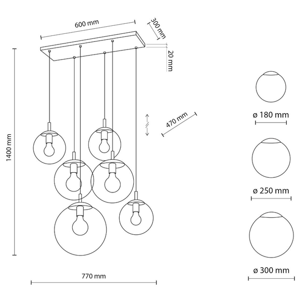 Lampa wisząca na belce Esme 5384 balls do sypialni grafitowa czarna