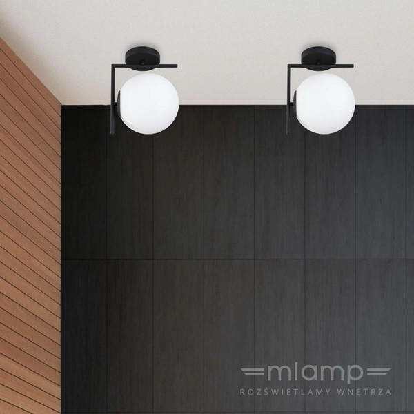 Ścienna LAMPA szklana CONDI MBM-7475/1 BL MDECO loftowa OPRAWA kinkiet kula ball grafitowa biała