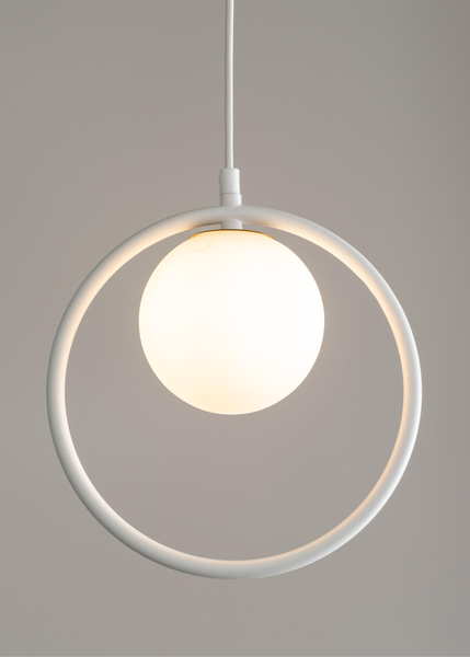 Wisząca lampa salonowa Ring pierścień ball biała okrągła
