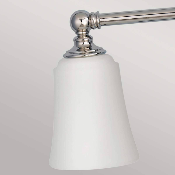 Szklany kinkiet Huguenot Lake FE-HUGOLAKE3BATH Feiss IP44 chrom biały