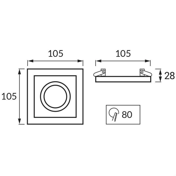Podtynkowa LAMPA sufitowa BORYS D 03218 Ideus metalowa OPRAWA do zabudowy WPUST kwadratowy srebrny