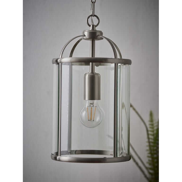 Metalowa lampa wisząca Lambeth 70323 Endon do pokoju srebrna przezroczysta