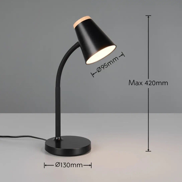 Lampka biurkowa PONGO R55831102 LED 4,5W 3000K z regulacją czarny