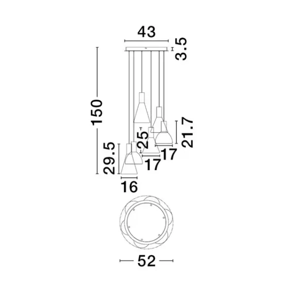 Minimalistyczny żyrandol SARDUNO LE45139 LED 41W 3000K szara złota