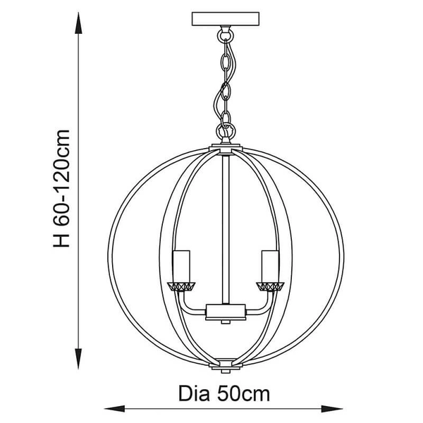 Wisząca lampa retro Ritz 81508 kulista świecznikowa srebrny