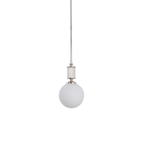 Okrągła lampa wisząca Artu Glass ART-ZW-1 (N) G nad stół biała nikiel