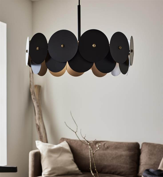 Designerska lampa wisząca Vegas czarne koła do kuchni