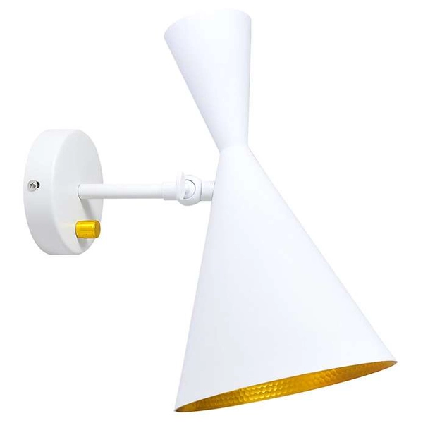 Kinkiet LAMPA ścienna MODERN 308009 Polux metalowa OPRAWA skandynawska stożek biały złoty