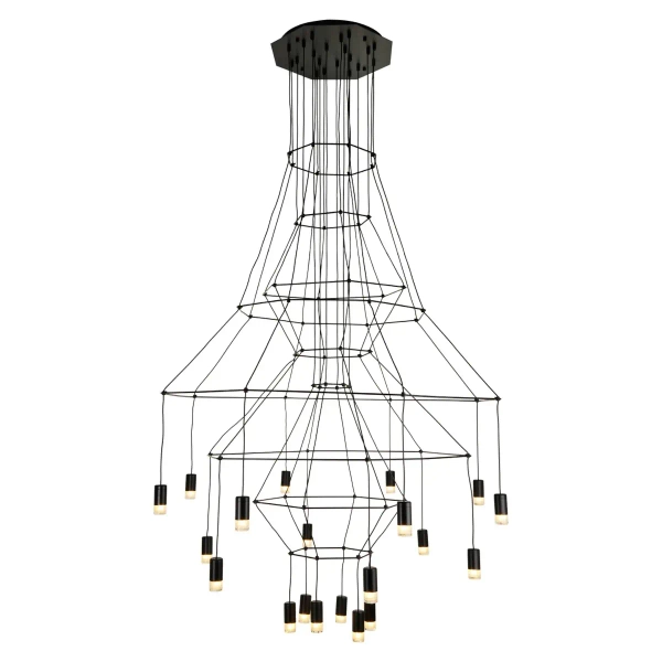 Lampa wisząca modernistyczna LINEA ST-5961-20 czarna metalowa G9 20-punktowa do salonu