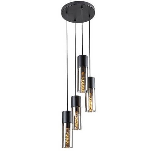 Kaskadowa lampa wisząca RONNO 72054 do sypialni loft przydymiona czarna