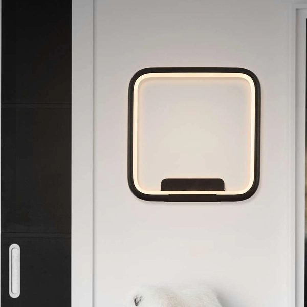 Kinkiet LAMPA ścienna MDECO SLIM/000103/3000/B kwadratowa OPRAWA metalowa LED 20W 3000K ramka czarna