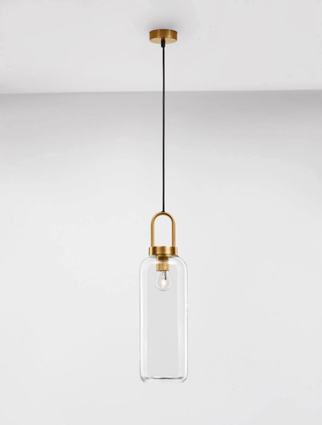 Stylowa lampa wisząca Banes do jadalni złota przezroczysta