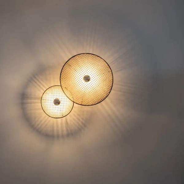 Ekologiczny kinkiet ścienny 22175 okrągły bambus rattan czarny