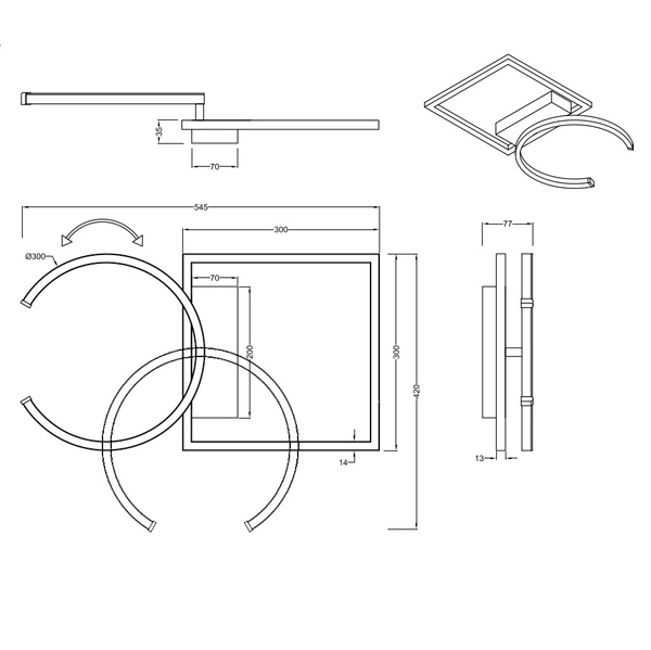 Plafon LAMPA sufitowa PIVOT R62162131 RL Light ruchoma OPRAWA metalowa LED 23W 4000K ściemnialny kinkiet biały