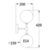Lampa ścienna kule DORADO LP-002/2W BK Light Prestige loftowy kinkiet czarny biały