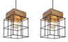 Lampa wisząca Merril 15530-3H metalowe klatki czarne drewno