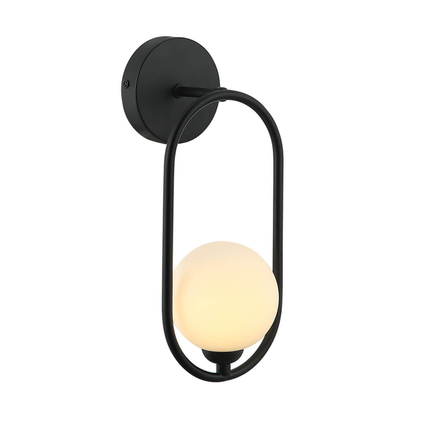 Ścienna lampa z kulą Lupus WL-3965-1-BL Italux szklana czarny biały