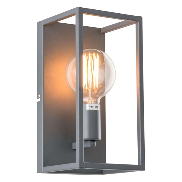 Kinkiet LAMPA ścienna SIGALO MB-BR4366-W1 GR Italux industrialna OPRAWA prostokątna klatka przyścienna loft szara
