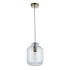 Szklana lampa wisząca Lyra 106923 do jadalni mosiądz przezroczysta