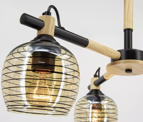 Skandynawska lampa sufitowa 2203/3 BL JD czarna drewno