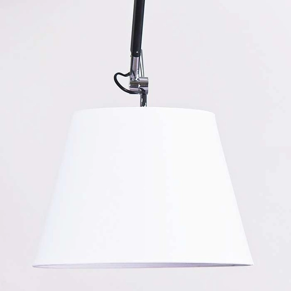 LAMPA wisząca MD2300-M CH/WH abażurowa OPRAWA zwis na wysięgniku biały