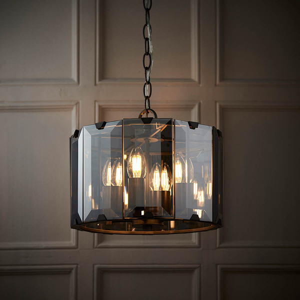 Szklana lampa wisząca nad stół Clooney 61281 loftowa przydymiony